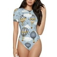 thumbnail image 1 of Easygdp Balloon Vintage Women's One-Piece Swimsuit Slim Fit Crew Neck Bodysuit Athletic Swimwear with Concealed Buckle - XX-Large, 1 of 9
