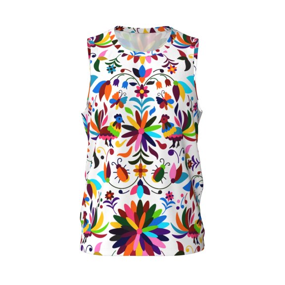 Easygdp Mexican Bright Style Men's Mesh Basketball Jersey Quick Drying Sleeveless Shirts Fitted Muscle Tank Tops Sport Round Neck T-Shirt - 4X-Large