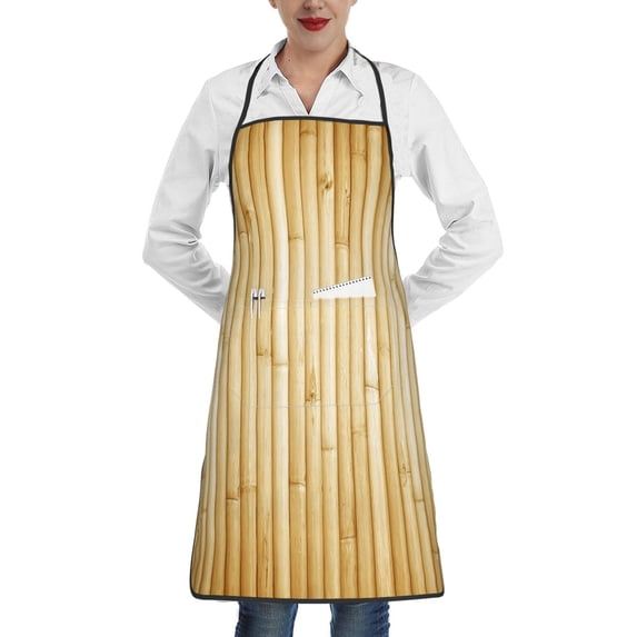 Easygdp Bamboo Wall Apron Waterdrop Resistant with 2 Pockets,Oil Resistant Cooking Kitchen Chef Apron for Women Men