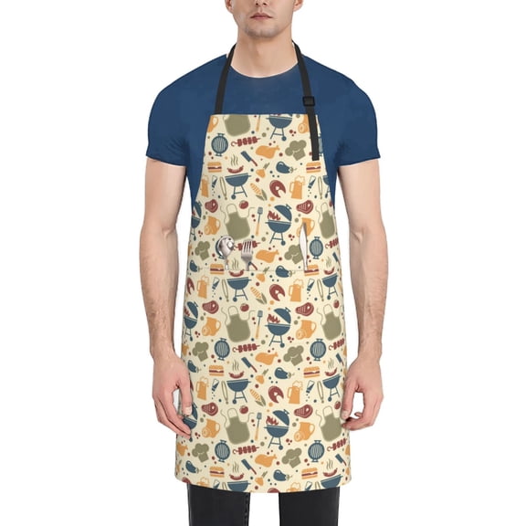 Easygdp Barbecue And Grill Waterproof Apron with Pockets Adjustable Cooking Aprons Kitchen Bib Cute Apron for Kitchen, Cooking & Baking