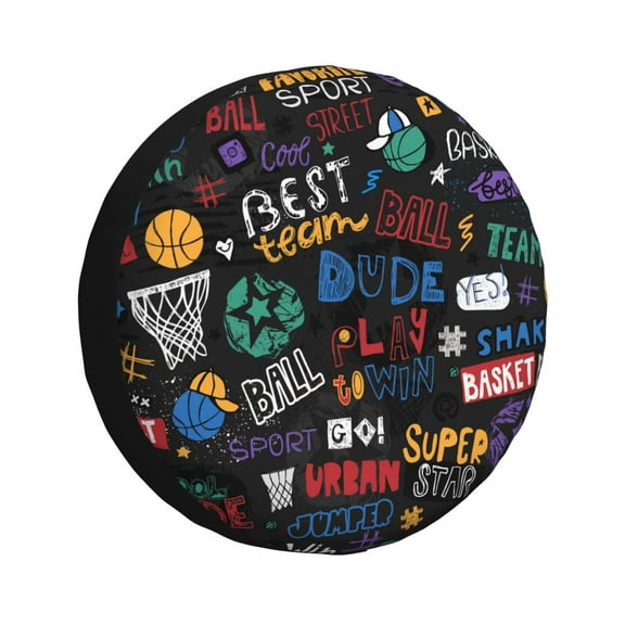 Easygdp Basketball Automobile Tire Dust Cover, 14-17in Spare Tire Cover Universal Fit for Trailer, Car, Truck, SUV, Jeep - 14 inch