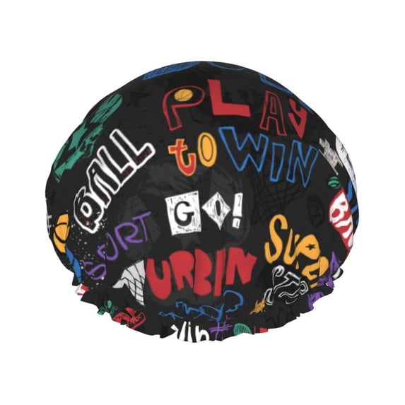Easygdp Basketball Shower Caps for Women, Double Waterproof Layers Shower Cap, Quick Drying Bath Hair Cap Reusable