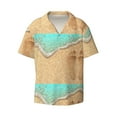 thumbnail image 1 of Easygdp Beach Footprint Men's Casual Short-sleeved Shirt with Pocket and Button Suitable for Beach Vacation Leisure - Large, 1 of 7