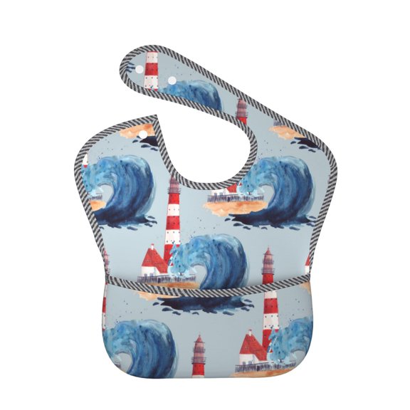 Easygdp Beacon In The Huge Waves Of The Surf Bibs For Babies, Baby Bibs for Eating, Toddler Bibs, Waterproof Bibs, Feeding Bibs, for Toddlers, Boys, Girls