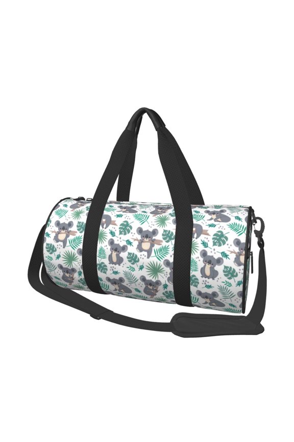 Bears and Tropical Leaves Travel Bag, Camping, Weekend, Carry On Overnight Duffel Bag with Shoulder Strap