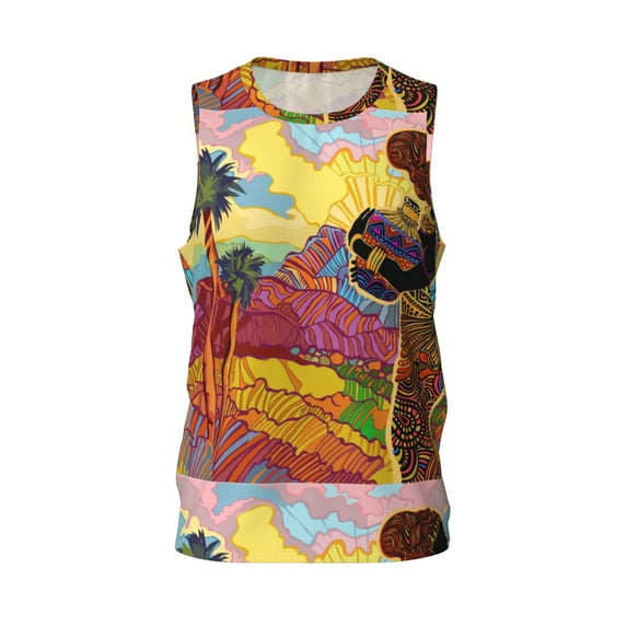 Easygdp Beautiful African Woman Men's Mesh Basketball Jersey Quick Drying Sleeveless Shirts Fitted Muscle Tank Tops Sport Round Neck T-Shirt - 4X-Large
