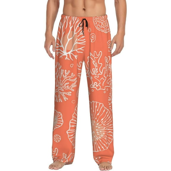 Easygdp Beautiful Corals Men's Pajama Pant, Sleep Elastic Waistband Lounge Pants - Small