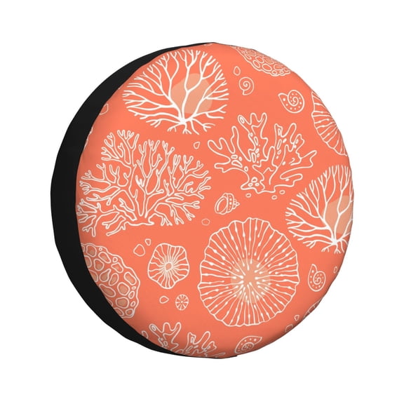 Easygdp Beautiful Corals Automobile Tire Dust Cover, 14-17in Spare Tire Cover Universal Fit for Trailer, Car, Truck, SUV, Jeep - 15 inch
