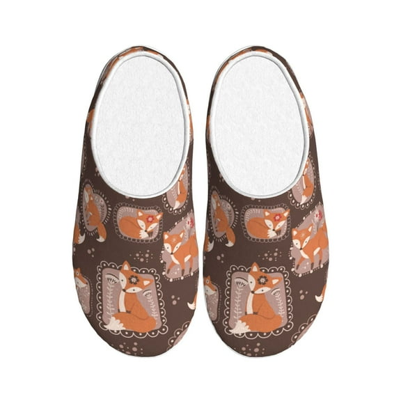 Easygdp Beautiful Fox Slippers for Women Mens Winter Warm Home Slippers Plush Slip on House Slippers for Indoor Outdoor Shoes-39/40
