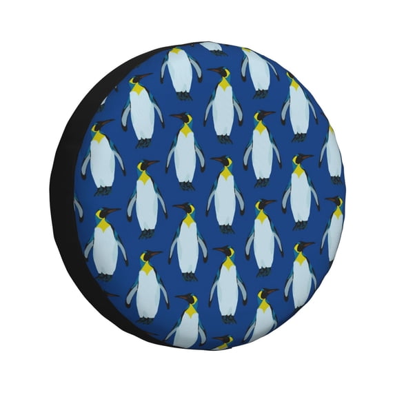 Easygdp Beautiful King Penguin Pattern Wheel Sun Guard, Spare Tire Cover,Universal Trailer Suv Truck Camper Travel,Easy To Install And Remove -14 Inch