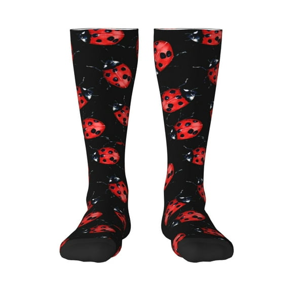 Easygdp Beautiful Red Ladybug Soccer Socks Sport Knee High Socks Calf Compression Athletic Socks for Men and Women