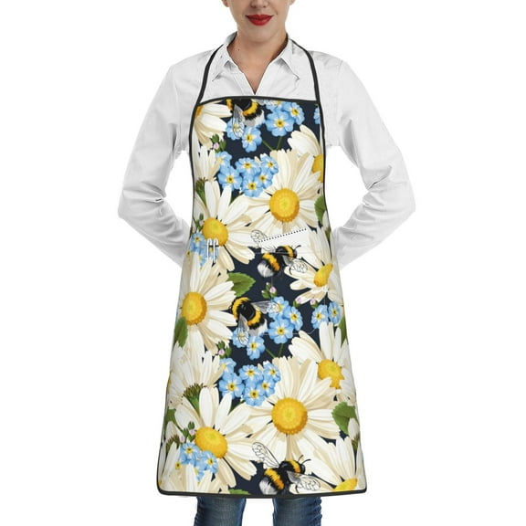 Easygdp Bees Collecting Nectar Apron Waterdrop Resistant with 2 Pockets,Oil Resistant Cooking Kitchen Chef Apron for Women Men