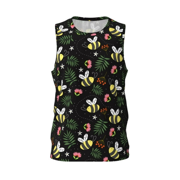 Easygdp Bees Men's Mesh Basketball Jersey Quick Drying Sleeveless Shirts Fitted Muscle Tank Tops Sport Round Neck T-Shirt - Small