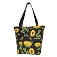 thumbnail image 1 of Easygdp Bees and Sunflowers Stylish Canvas Handbag Shoulder Tote Bag, Shopping Bag with Zip, Suitable for Buying Groceries, Office, Fitness, 1 of 9