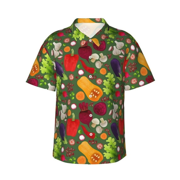 Easygdp Begetable Men's Hawaiian Shirts Print Lapel Short Sleeve for Beach, vacation, party, casual occasions - X-Large