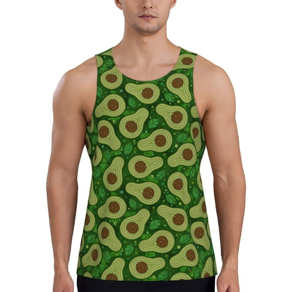 Easygdp Big Colorful Avocados Men's Tank Top, Sleeveless Muscle T Shirts, Breathable, Quick-Dry, Loose for Gym, Running, Fitness - XX-Large
