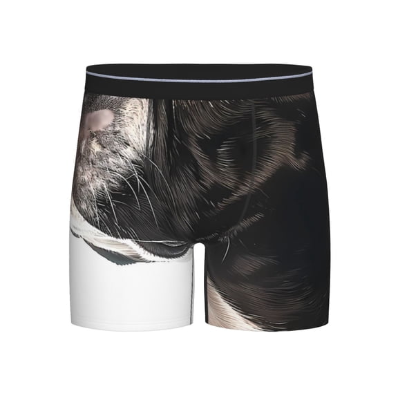 Easygdp Black And White Boston Terrier Men's Boxer Briefs Men’s Underwear Boxer Briefs for Men