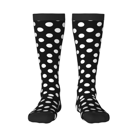 Easygdp Black And White Polka Dot Fashionable Adult Sockings&Sports Sockings&Breathable Sockings, Non-Pilling,Contrasting Color Design
