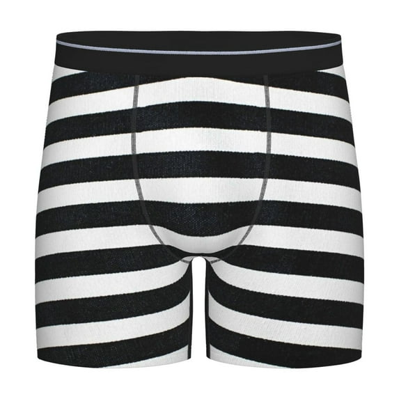 Easygdp Black And White Stripes Men's Boxer Briefs Men’s Underwear Boxer Briefs for Men