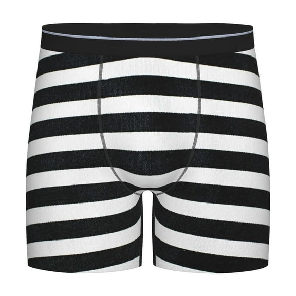 Easygdp Black And White Stripes Men's Boxer Briefs Men’s Underwear Boxer Briefs for Men