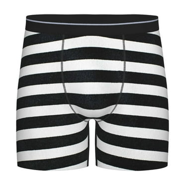 Easygdp Black And White Stripes Men's Boxer Briefs Men’s Underwear Boxer Briefs for Men