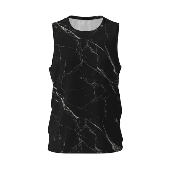 Easygdp Black Marble Texture Abstract Men's Mesh Basketball Jersey Quick Drying Sleeveless Shirts Fitted Muscle Tank Tops Sport Round Neck T-Shirt - 3X-Large