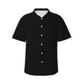 thumbnail image 1 of Easygdp Black Men's Hawaiian Shirts Print Lapel Short Sleeve for Beach, vacation, party, casual occasions - Large, 1 of 9