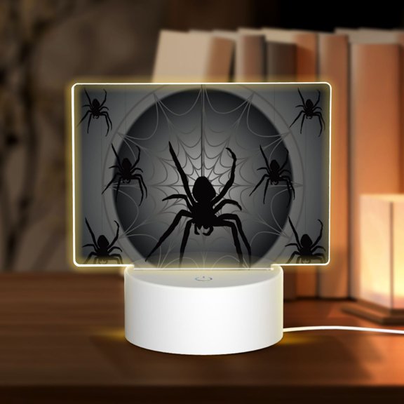 Easygdp Black Spiders Rectangular Acrylic Night Light Acrylic Sleep Night Light Friend Gifts for Birthday Gifts for Women Teens Boys Girls