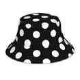 thumbnail image 1 of Easygdp Black and White Polka Dot Double-Sided Reflective Fisherman Hat for Outdoor and Night Walking, Unisex, 1 of 9