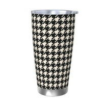 Easygdp Black and white houndstooth Print 20oz Stainless Steel Vacuum Insulated Double Wall Travel Tumbler, Durable Insulated Coffee Mug with Spillproof Lid-Without Straw