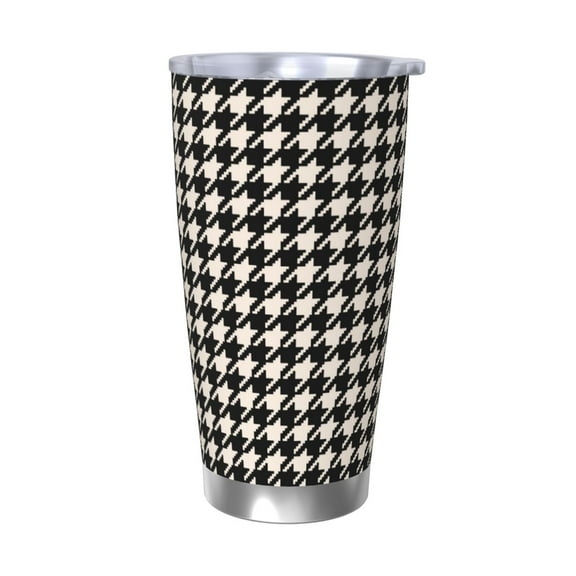 Easygdp Black and white houndstooth Print 20oz Stainless Steel Vacuum Insulated Double Wall Travel Tumbler, Durable Insulated Coffee Mug with Spillproof Lid-Without Straw