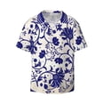 thumbnail image 1 of Easygdp Blue And White Porcelain Pattern Men's Casual Short-sleeved Shirt with Pocket and Button Suitable for Beach Vacation Leisure - XX-Large, 1 of 7