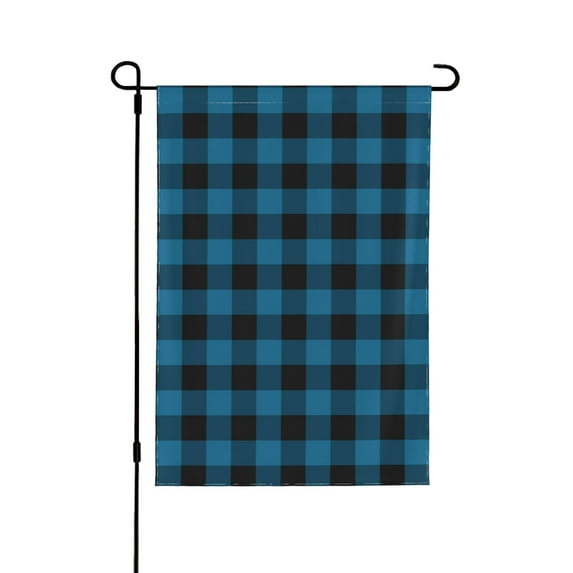 Easygdp Blue Black Plaid Garden Flag Yard Flag Welcome Flag, Double-Sided, Weather Resistant for Outdoor Decor - 28"x40"