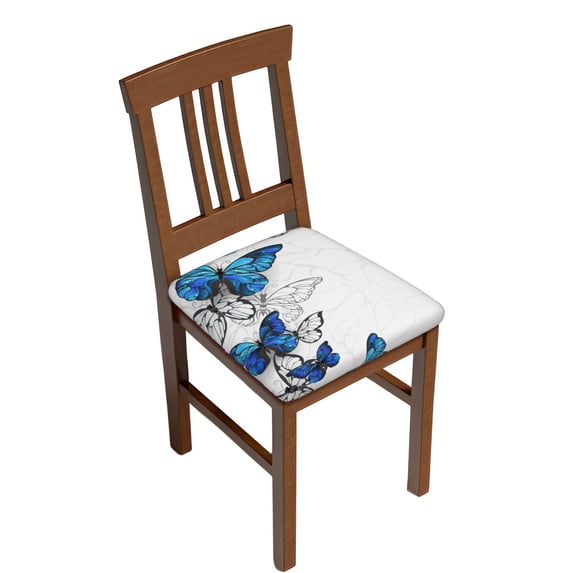 Easygdp Blue Flying Butterflies Square Chair Cushion Cover Stretch Chair Seat Covers Removable Washable for Hotel, Bedroom, Office