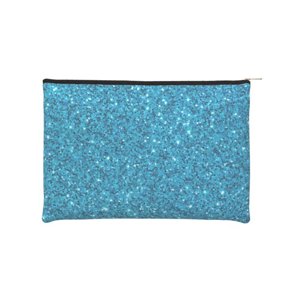 Easygdp Blue Glitter Makeup Bag Toiletry Bag Canvas Makeup Bags Zipper Cosmetic Pouch Travel Cosmetic Pouch for Women Gifts