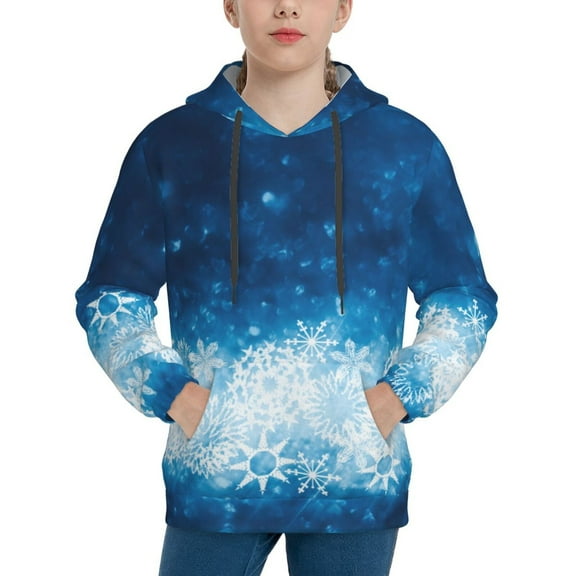 Easygdp Blue Glitter Sparkles Boys Hoodie Kids Sweatshirt Youth Pullover With Hood-Medium