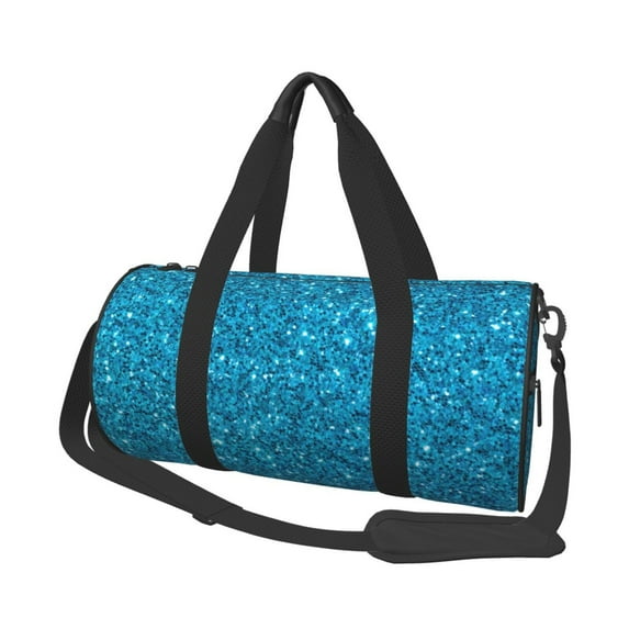 Easygdp Blue Glitter Travel Bag, Camping, Weekend, Carry On Overnight Duffel Bag with Shoulder Strap