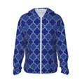 thumbnail image 1 of Easygdp Blue Gold Grid Lantern Shapes Lightweight Long Sleeve Sun Shirt Sports long-Sleeved Sun Protective Clothing, Quick Drying Breathable - X-Large, 1 of 9
