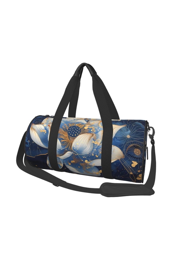 Blue Golden Dream Lotus Travel Duffle Bag,Carry on Bag Travel Bags Gym Bag Carry On Luggage Bags