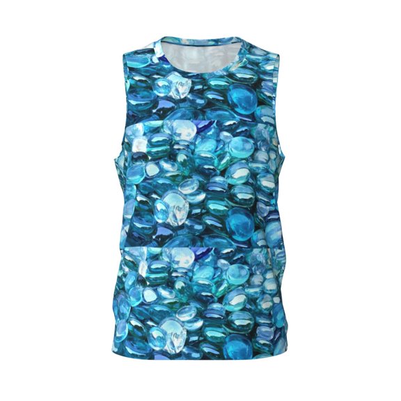 Easygdp Blue Kyanite Men's Mesh Basketball Jersey Quick Drying Sleeveless Shirts Fitted Muscle Tank Tops Sport Round Neck T-Shirt - 3X-Large