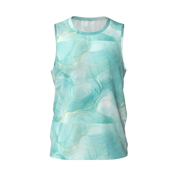 Easygdp Blue Marble Men's Mesh Basketball Jersey Quick Drying Sleeveless Shirts Fitted Muscle Tank Tops Sport Round Neck T-Shirt - Small