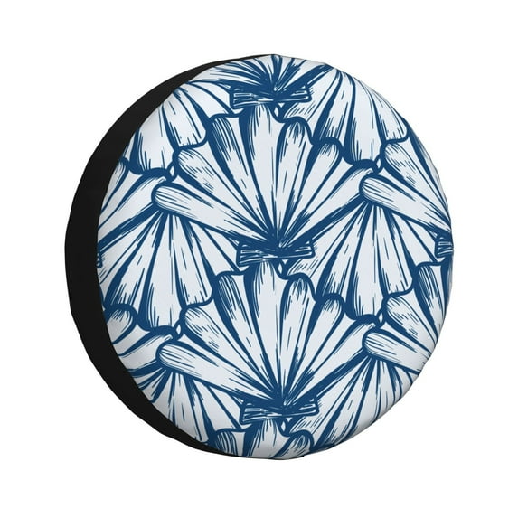 Easygdp Blue Shells Automobile Tire Dust Cover, 14-17in Spare Tire Cover Universal Fit for Trailer, Car, Truck, SUV, Jeep - 15 inch
