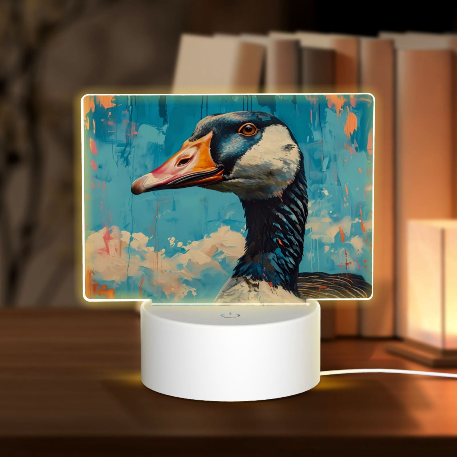 Easygdp Blue Watercolor Duck Rectangular Acrylic Night Light Acrylic ...