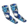 thumbnail image 1 of Easygdp Blue and White Butterflies Adult Ice Silk Sunscreen Arm Cover with Thumbhole, Cooling Compression Arm Cover for Fishing, 1 of 8