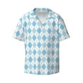 thumbnail image 1 of Easygdp Blue and White Squares Men's Casual Short-sleeved Shirt with Pocket and Button Suitable for Beach Vacation Leisure - 4X-Large, 1 of 7