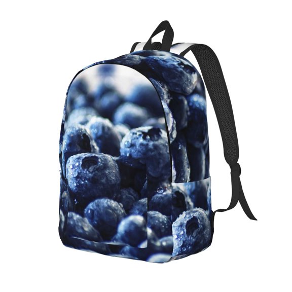 Easygdp Blueberry Durable Canvas Laptop Backpack,Water-Resistant,Adjustable Shoulder Strap,Large Capacity,Lightweight, Fits 15-17in Laptops for School,Work,Travel-Small