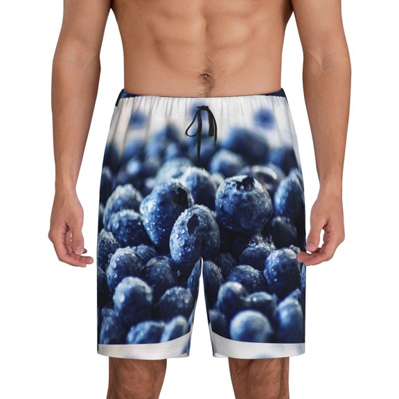 Easygdp Blueberry Men's Short Pajama Pants, Sleep Shorts, Household Pants, Casual Pants with Pockets - 4X-Large