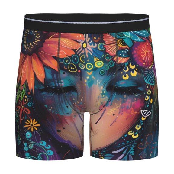 Easygdp Bohemian Colorful Flower Woman Men's Boxer Briefs Men’s Underwear Boxer Briefs for Men