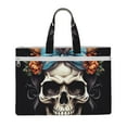 thumbnail image 1 of Easygdp Bow Flower Skull Canvas Document Bag File Bag Handle Business Briefcase Bag A4 File Organizer Organizer Handbag Briefcase, 1 of 8