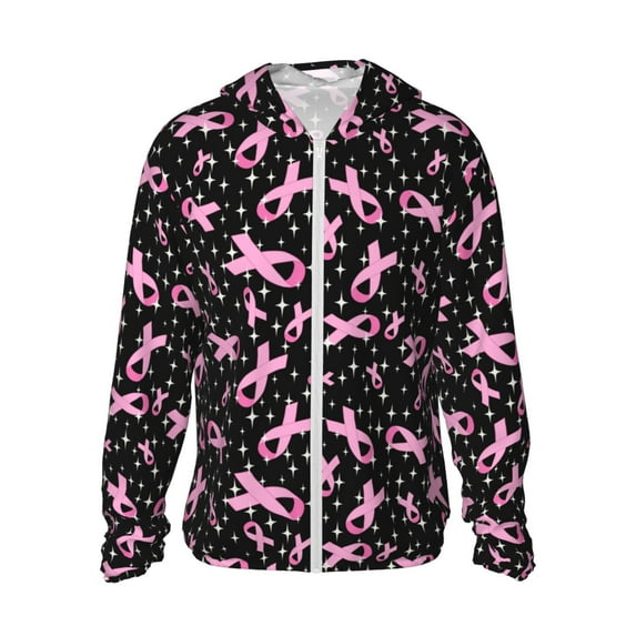 Easygdp Breast Cancer Awareness (2) Lightweight Long Sleeve Sun Shirt Sports long-Sleeved Sun Protective Clothing, Quick Drying Breathable - X-Large